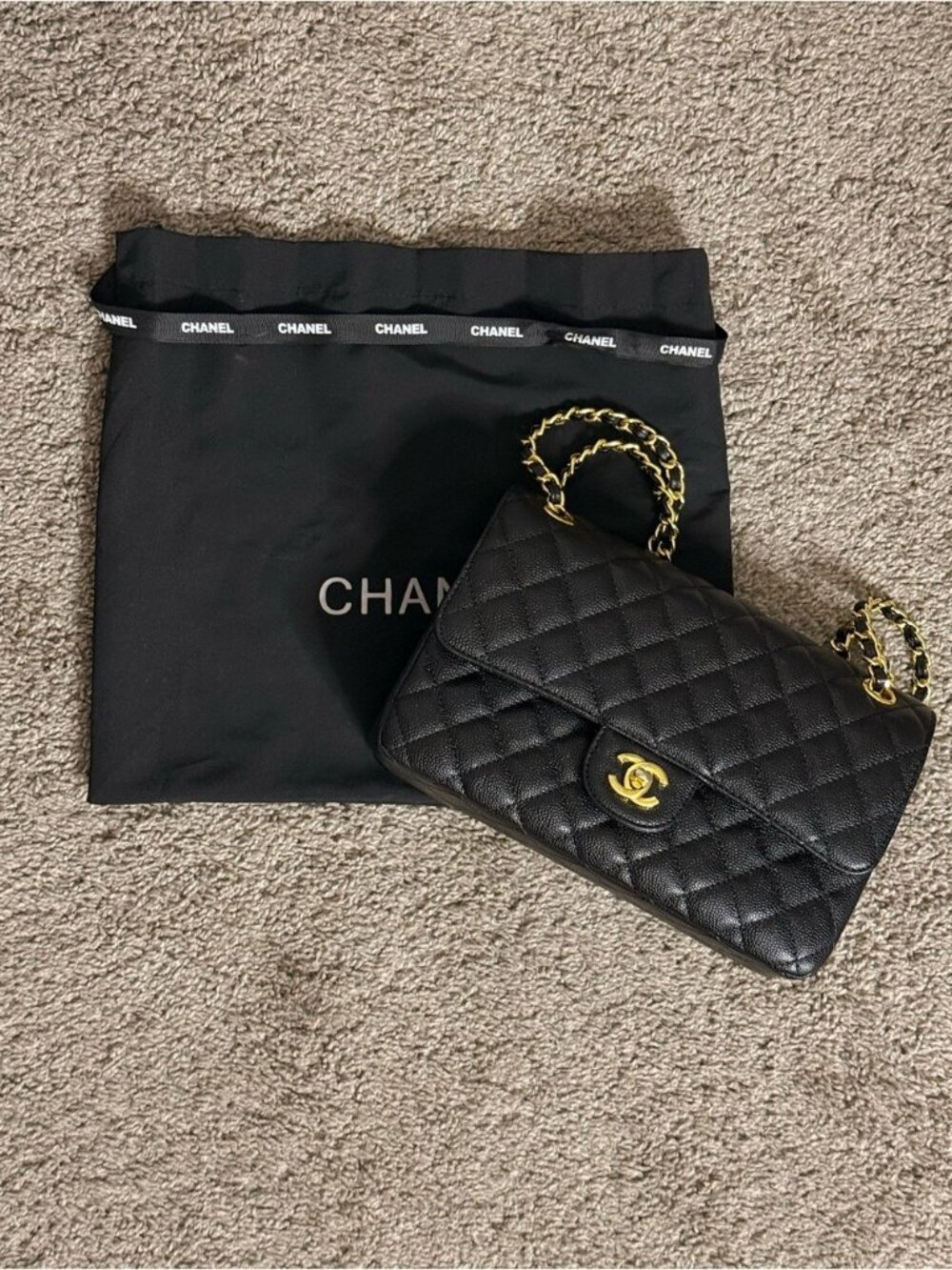 Chanel Classic Flap Caviar Black Gold Hardware
